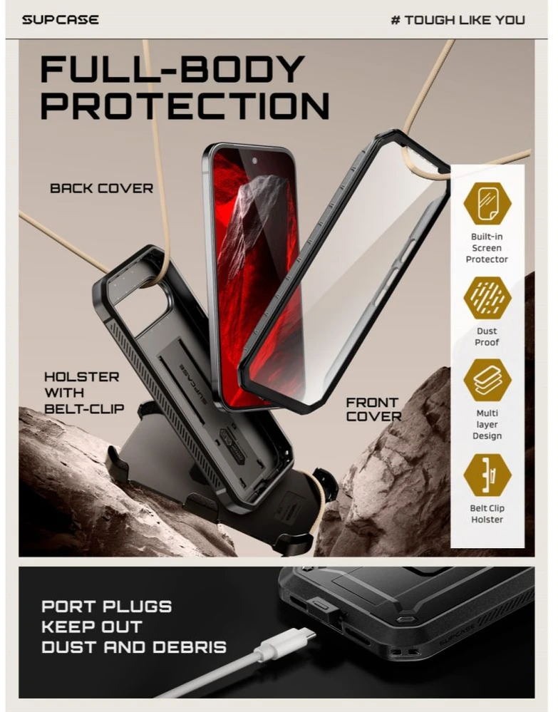 Dėklas SUPCASE UNICORN BEETLE PRO GOOGLE PIXEL 11 PRO XL Juodas