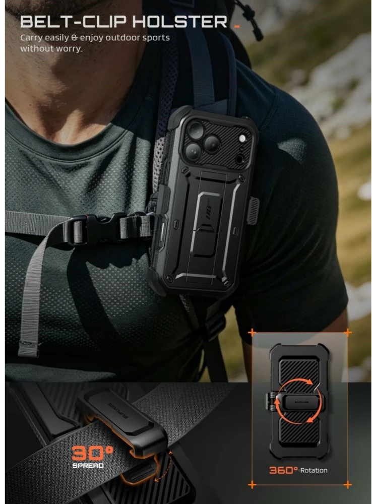 Dėklas SupCase UNICORN BEETLE Pro iPhone 17 Pro / 18 Pro Juodas