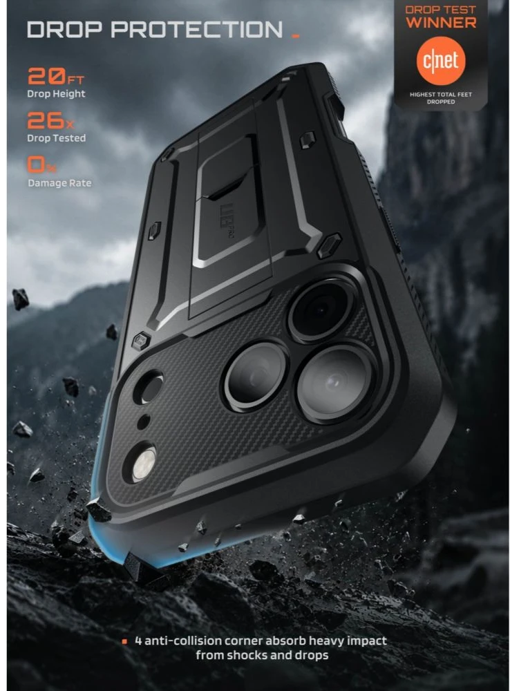 Dėklas SupCase UNICORN BEETLE Pro iPhone 17 Pro / 18 Pro Juodas
