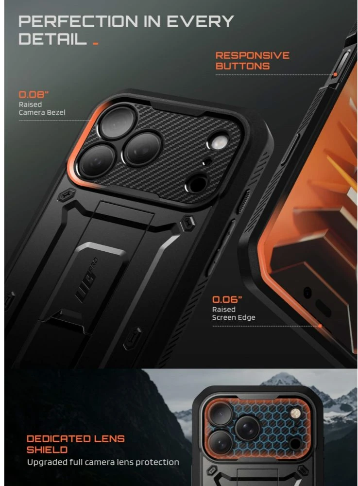 Dėklas SupCase UNICORN BEETLE Pro iPhone 17 Pro / 18 Pro Juodas