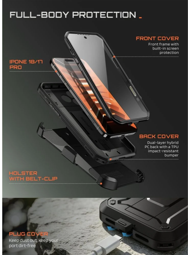Dėklas SupCase UNICORN BEETLE Pro iPhone 17 Pro / 18 Pro Juodas