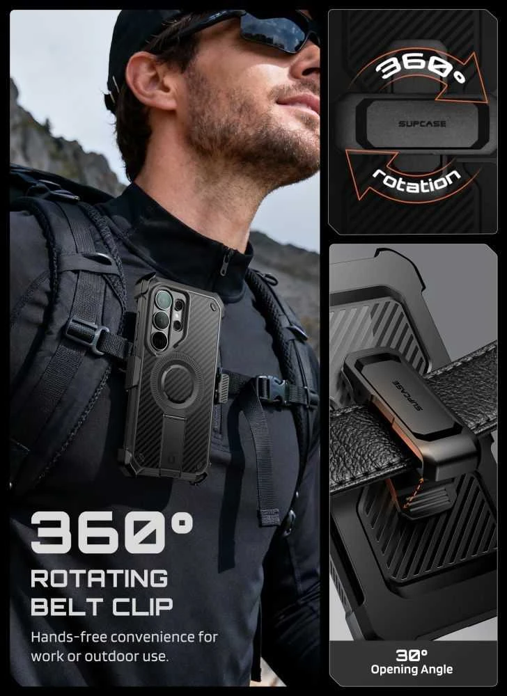 Dėklas „SupCase Unicorn Beetle Pro MAG MagSafe 2“ komplektas, skirtas „Samsung Galaxy S26 Ultra“ su aramidiniu apvalkalu.
