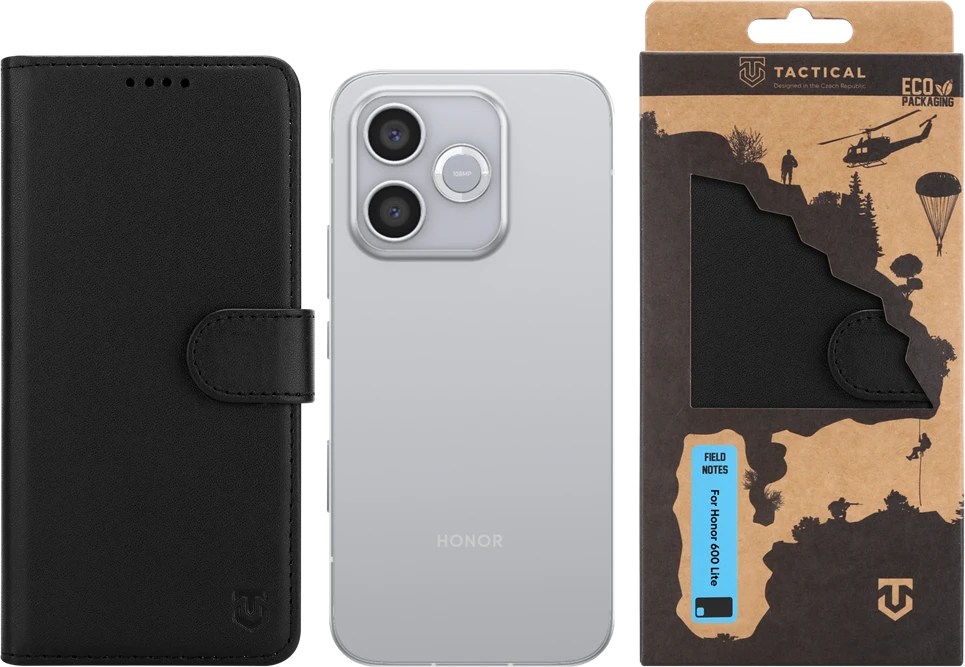 Dėklas Tactical Field Notes for Honor 600 Lite juodos spalvos