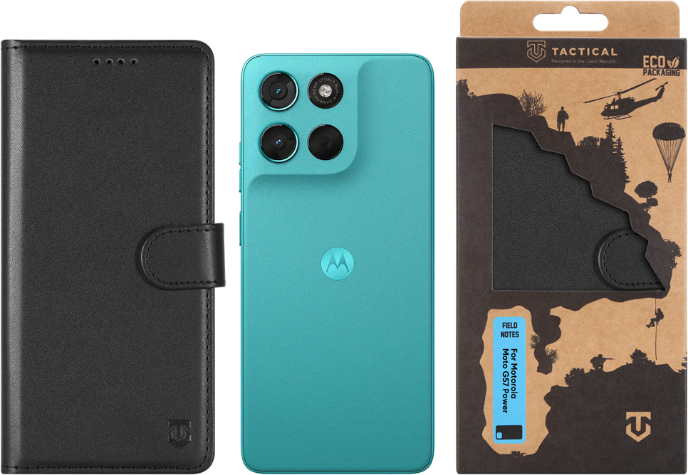 Dėklas Tactical Field Notes for Motorola Moto G57 Power juodos spalvos
