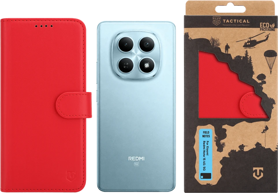 Dėklas Tactical Taktinės lauko pastabos, skirtos „Xiaomi Redmi Note 15 4G/5G Raudona“