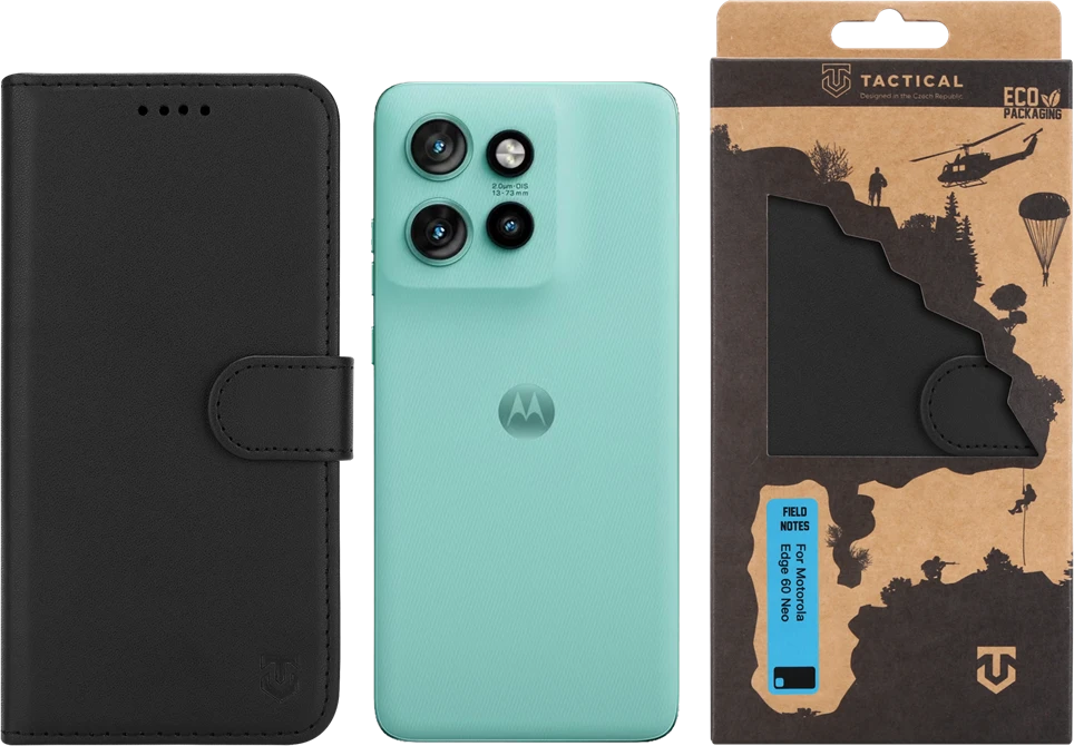 Dėklas Tactical Field Notes skirtas Motorola Edge 60 Neo juodos spalvos