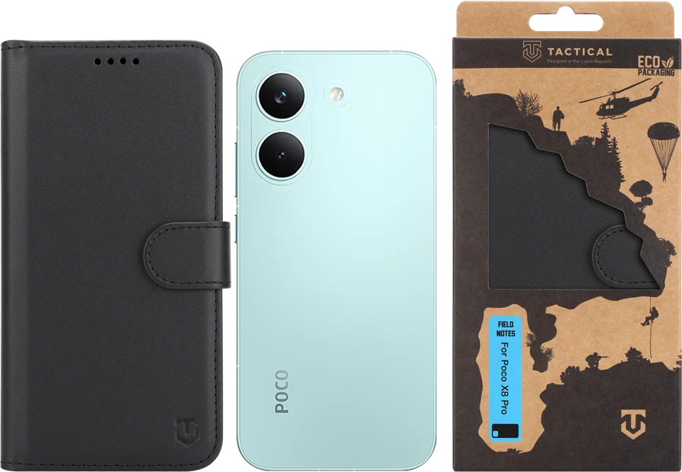 Dėklas Tactical Field Notes skirtas Poco X8 Pro Juodas