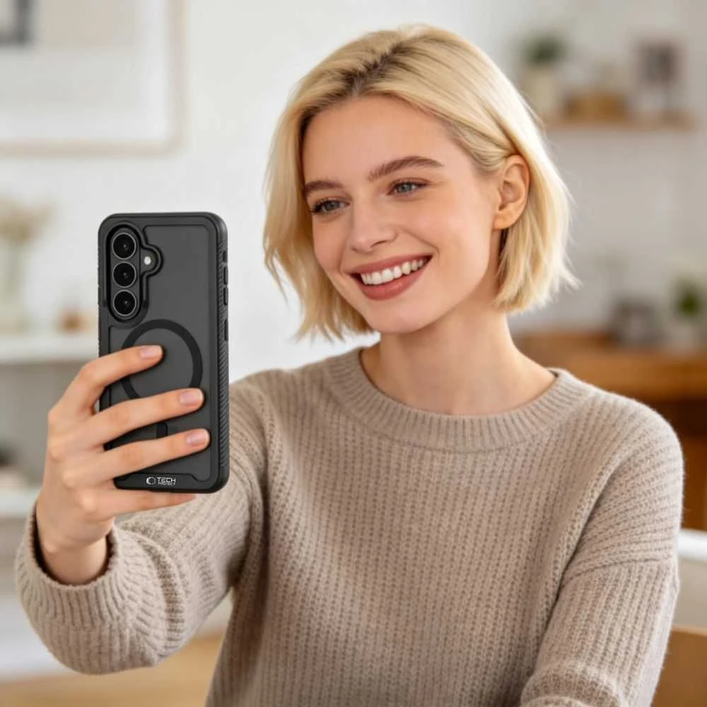 Dėklas Tech-Protect Defense MagSafe Samsung Galaxy A57 5G Matte juodos spalvos