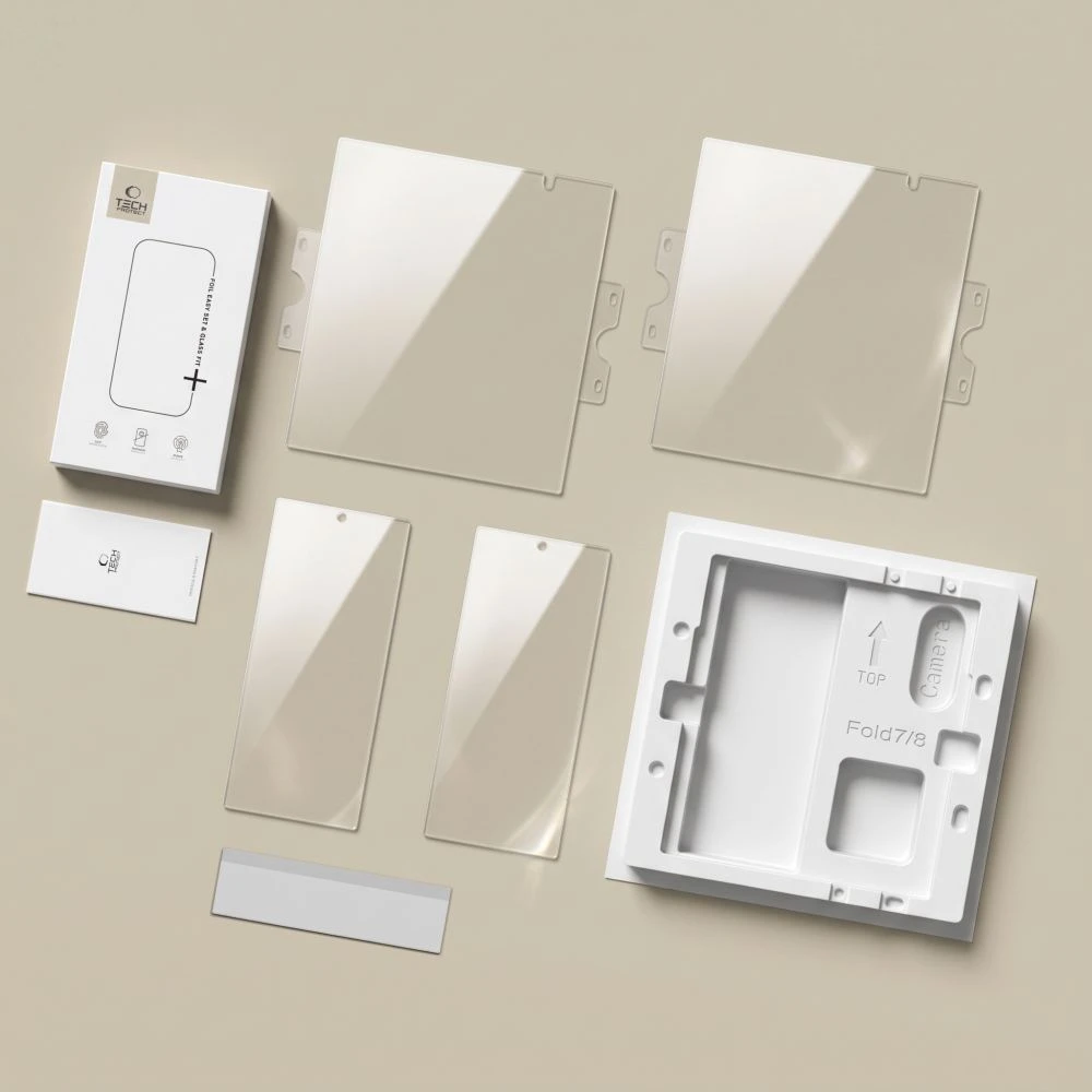 TECH-PROTECT EASY SET FOIL & GLASS FIT+ 4IN1 APSAUGINIS RINKINYS GALAXY Z FOLD 8 ULTRA CLEAR
