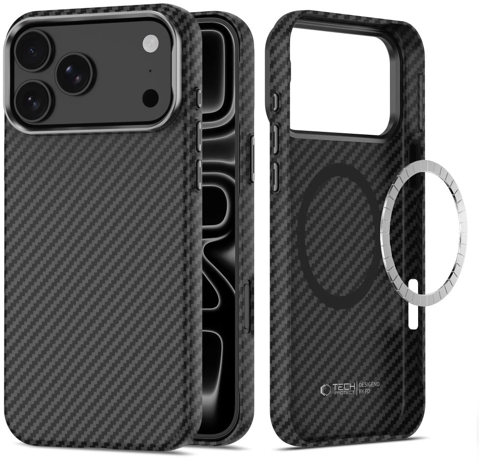 Dėklas Tech-Protect ION CARBON MagSafe iPhone 17 Pro Max / 18 Pro Max Juodas/SIDABRINIS