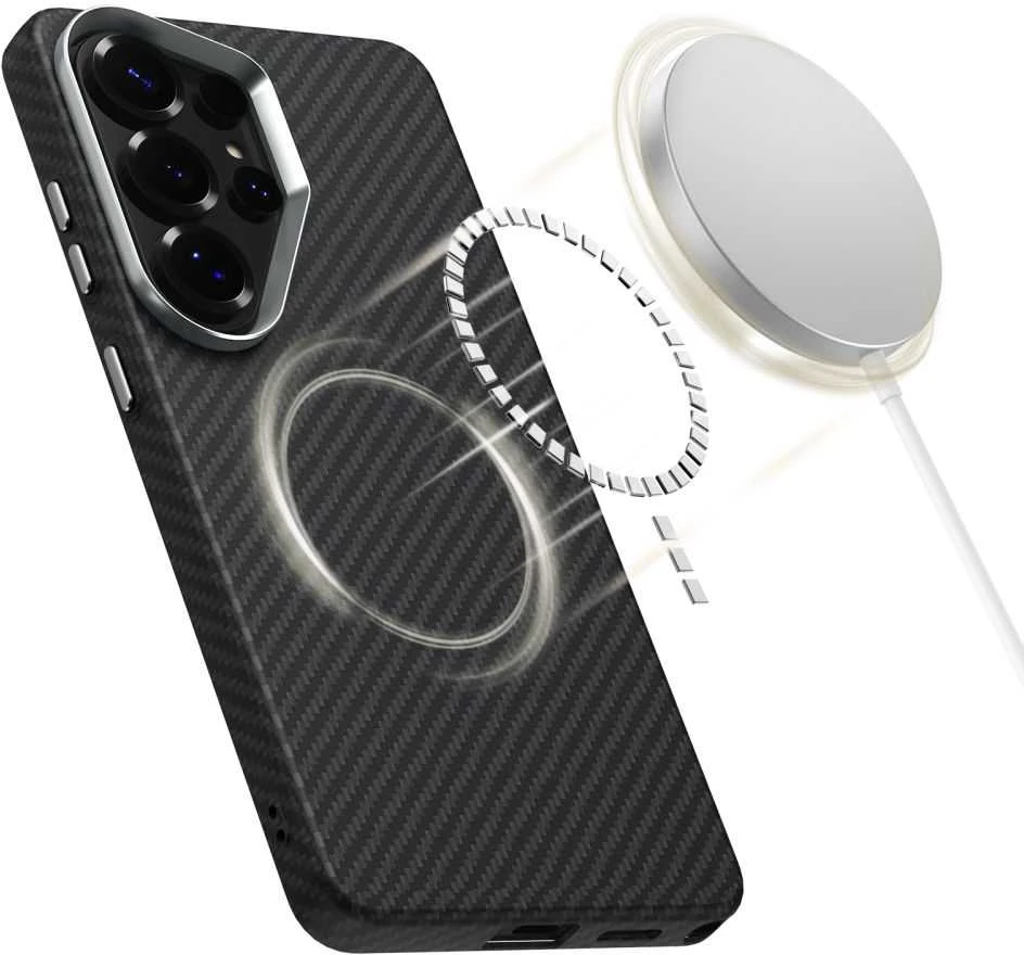 Dėklas Tech-Protect ION Carbon MagSafe Samsung Galaxy S26 Ultra juodos spalvos/sidabro spalvos