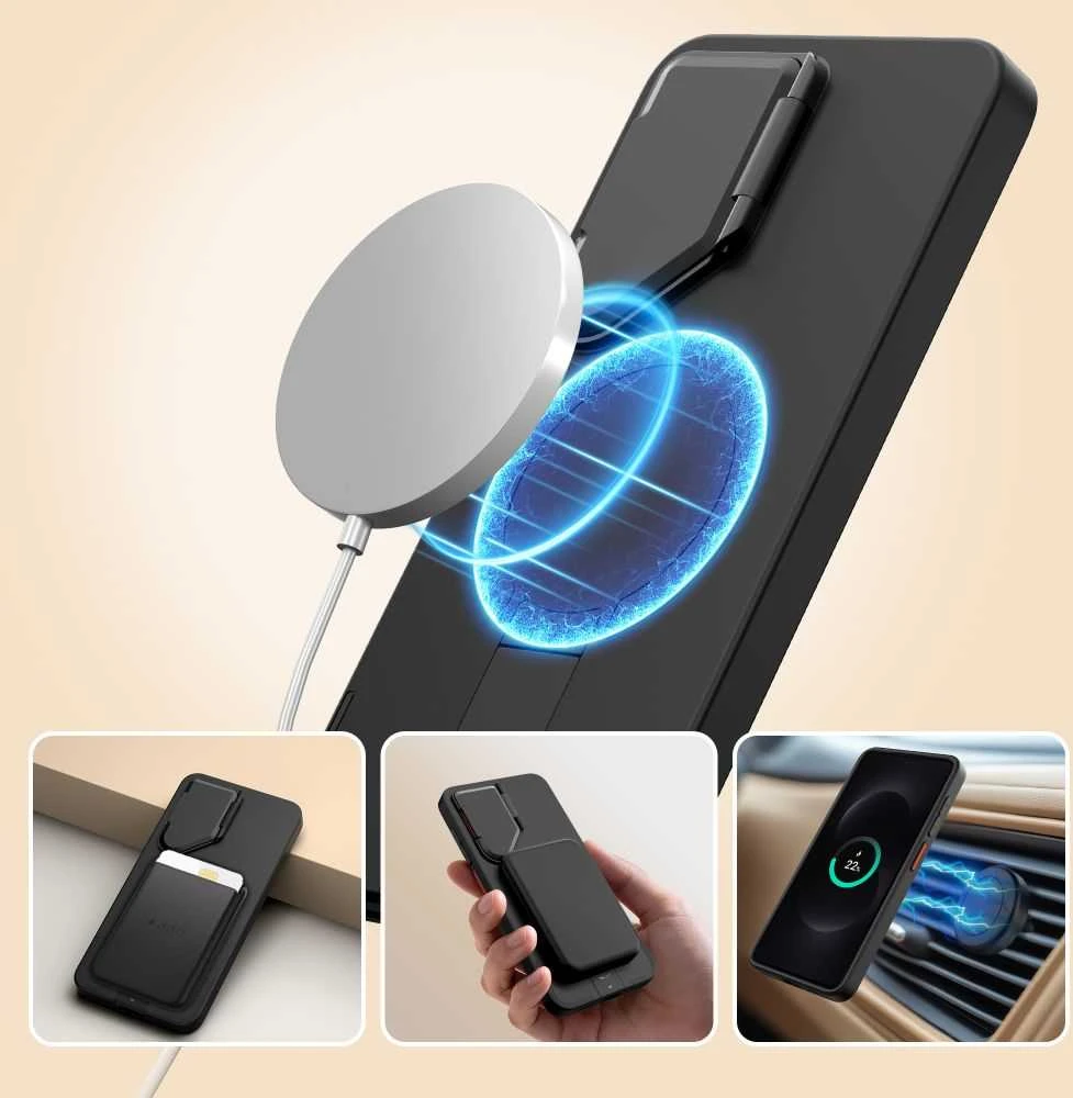 Dėklas Tech-Protect Kevlar Aura MagSafe Samsung Galaxy S26 juodos spalvos/oranžinės spalvos