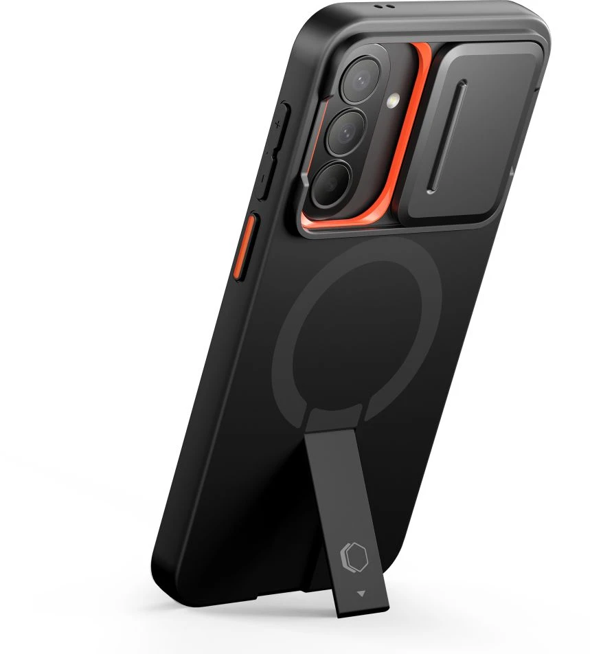 Dėklas Tech-Protect KEVLAR AURA MAGSAFE Samsung Galaxy A57 Juodas/ORANŽINIS