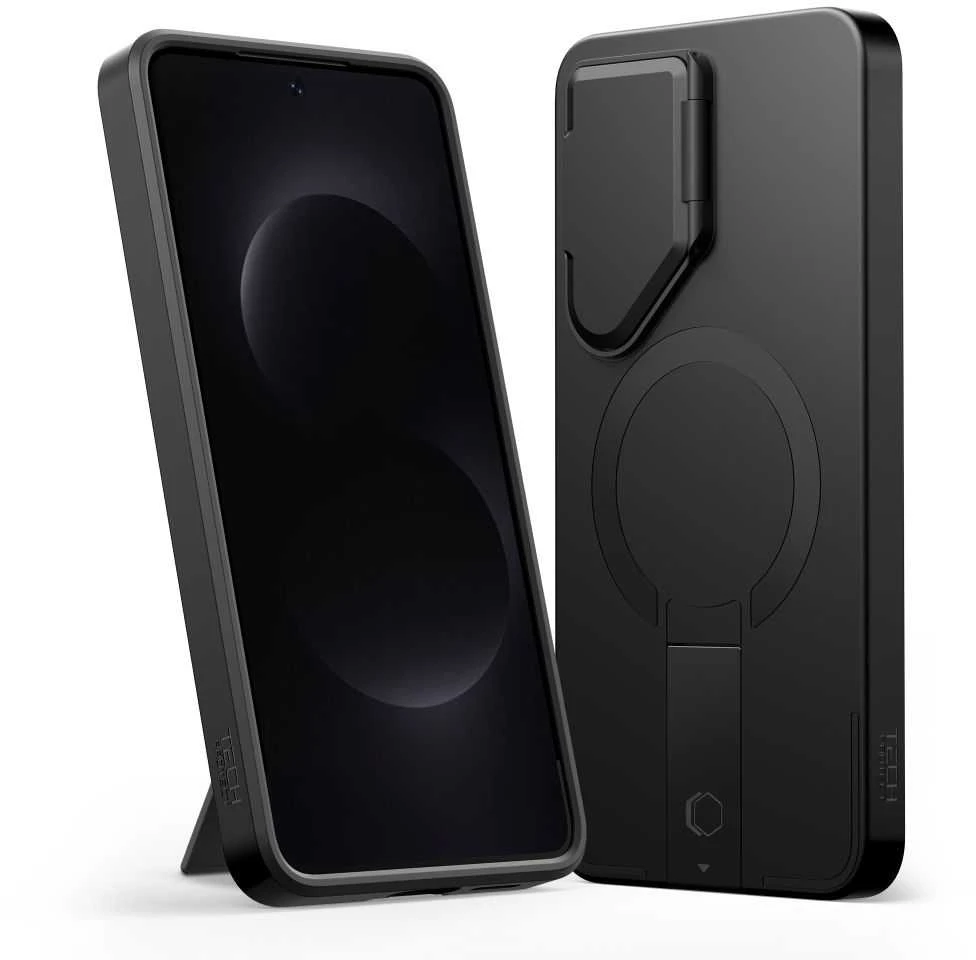 Dėklas Tech-Protect Kevlar Aura MagSafe Samsung Galaxy S26 juodos spalvos/oranžinės spalvos