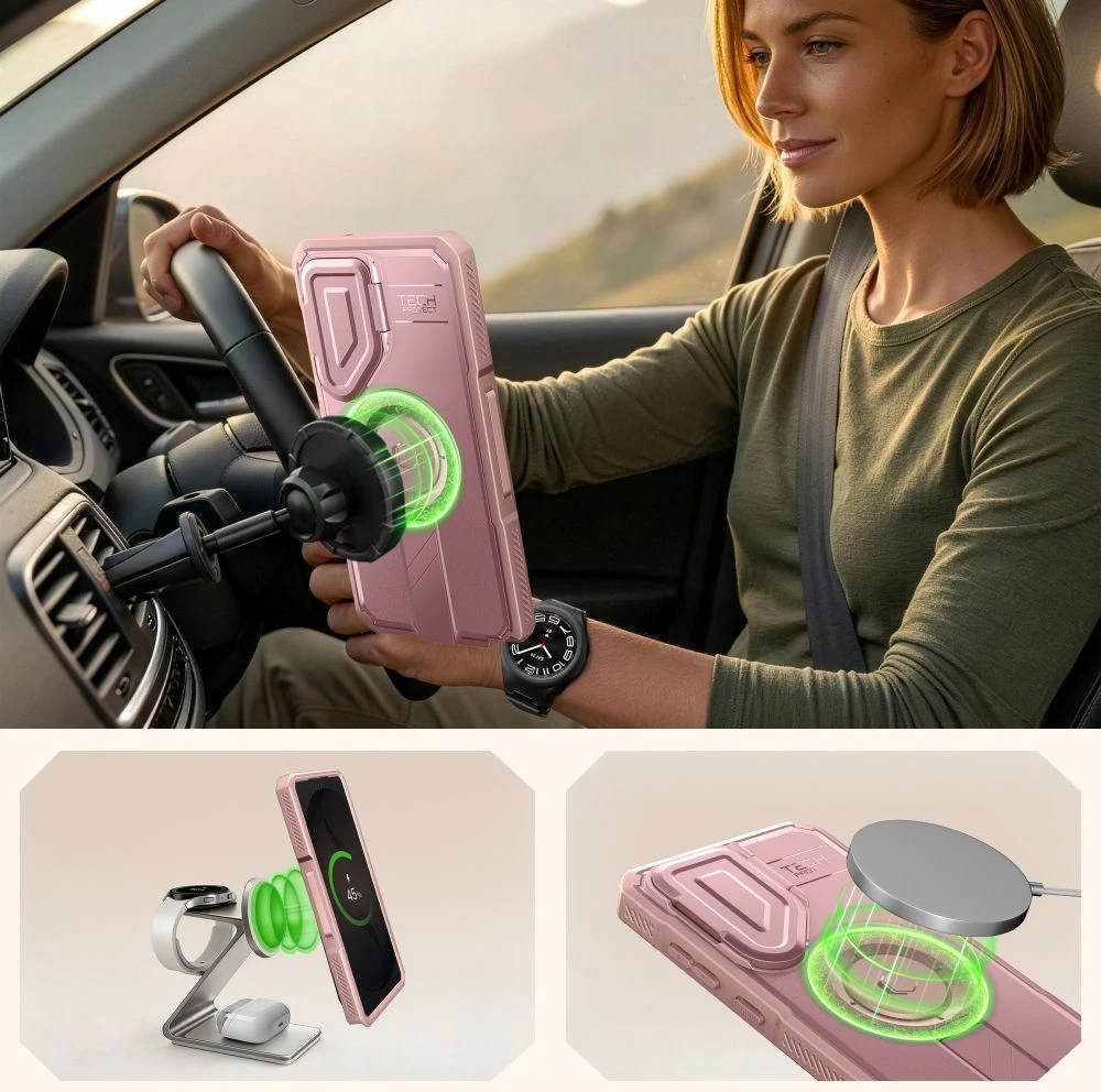Dėklas Tech-Protect KEVLAR MAGSAFE 2-SET GALAXY S26 ULTRA ROŽINIS