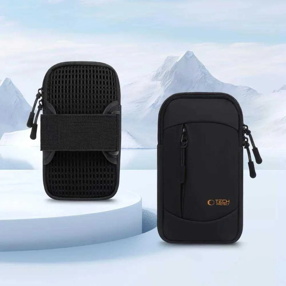 Dėklas Tech-Protect M6 Universal Sport Armband - Juodas and Oranžinis