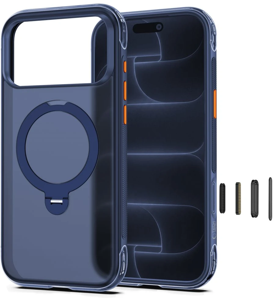 Dėklas Tech-Protect MAGAIR STAND MagSafe CC iPhone 17 PRO MAX / 18 PRO MAX MATINIS TAMSIAI MĖLYNAS