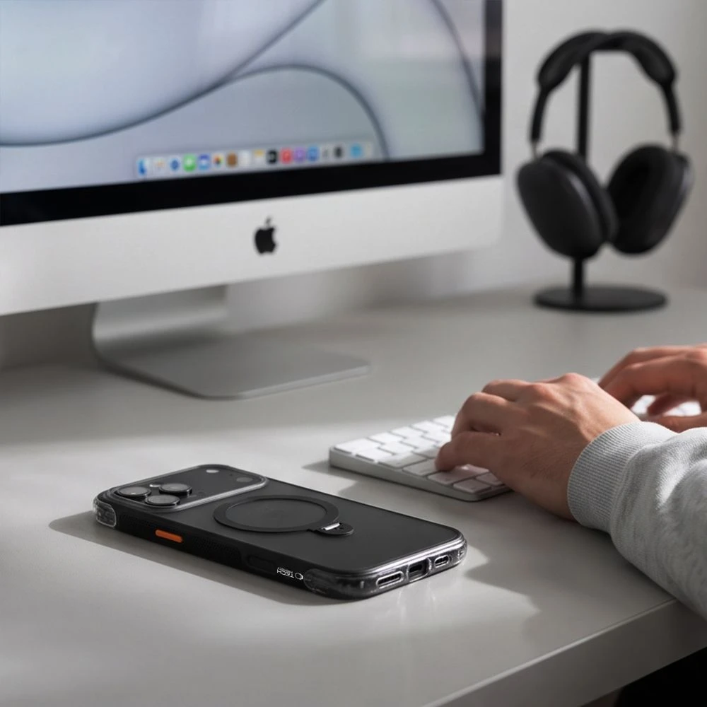 Dėklas Tech-Protect MAGAIR STAND MagSafe CC iPhone 17 PRO / 18 PRO MATINIS Juodas