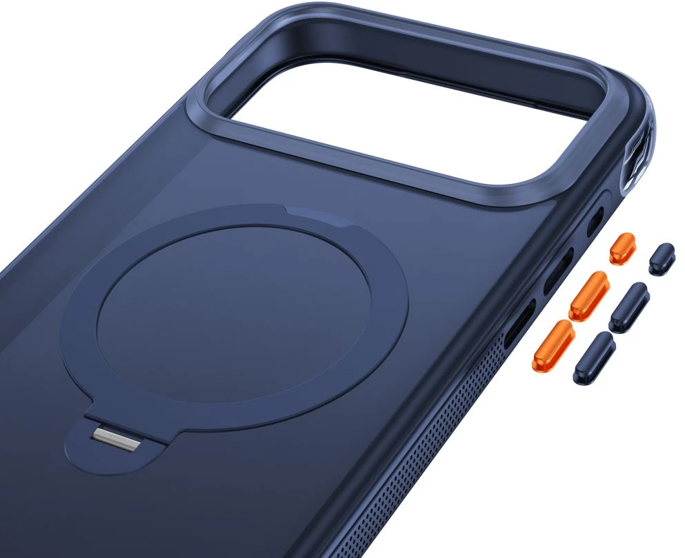 Dėklas Tech-Protect MAGAIR STAND MagSafe CC iPhone 17 PRO / 18 PRO MATINIS TAMSIAI MĖLYNAS