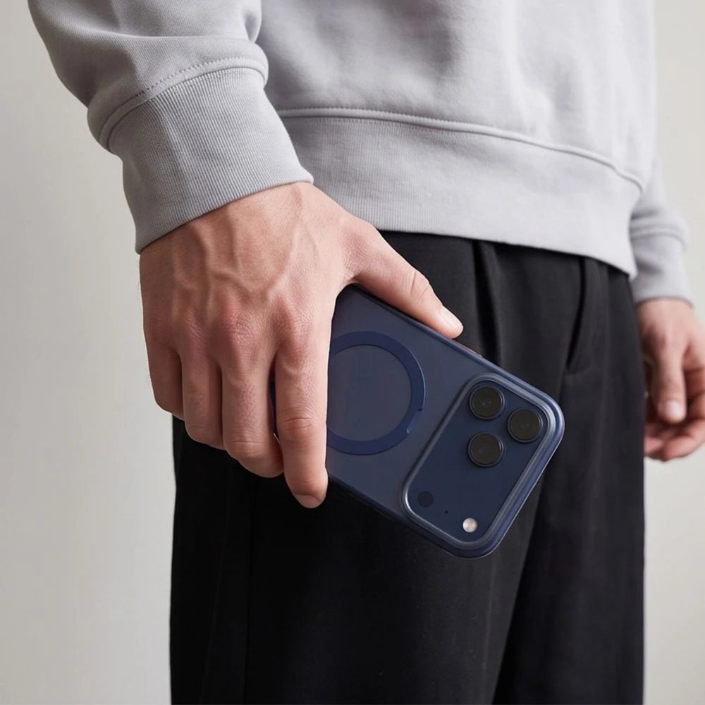 Dėklas Tech-Protect MAGAIR STAND MagSafe CC iPhone 17 PRO MAX / 18 PRO MAX MATINIS TAMSIAI MĖLYNAS