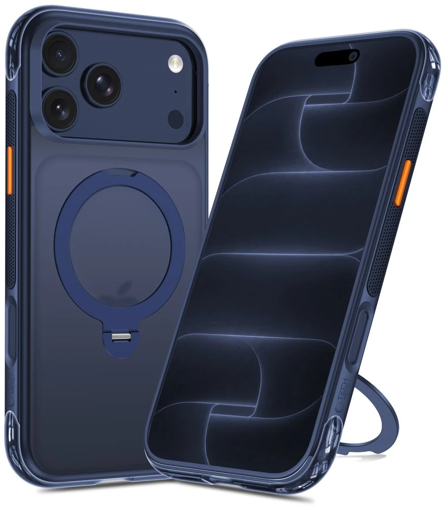 Dėklas Tech-Protect MAGAIR STAND MagSafe CC iPhone 17 PRO / 18 PRO MATINIS TAMSIAI MĖLYNAS