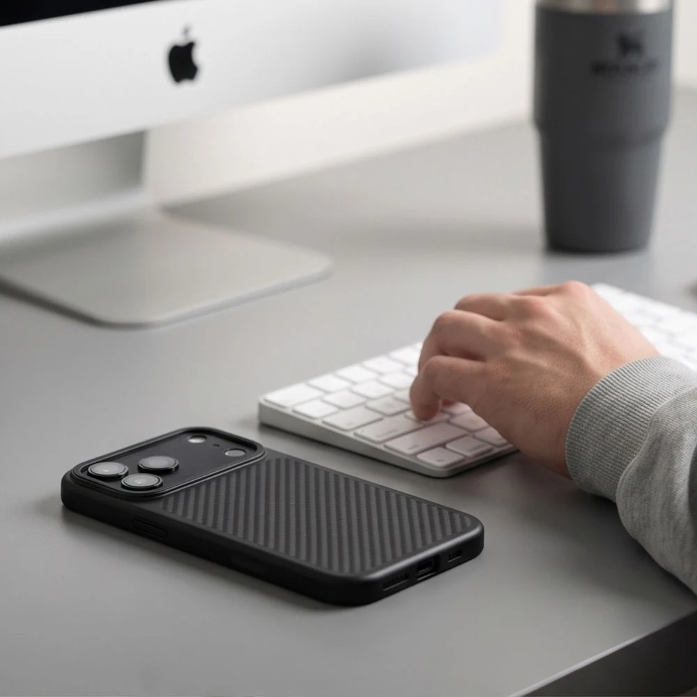 Dėklas Tech-Protect MAGCAM MagSafe iPhone 17 Pro / 18 Pro CARBON Juodas