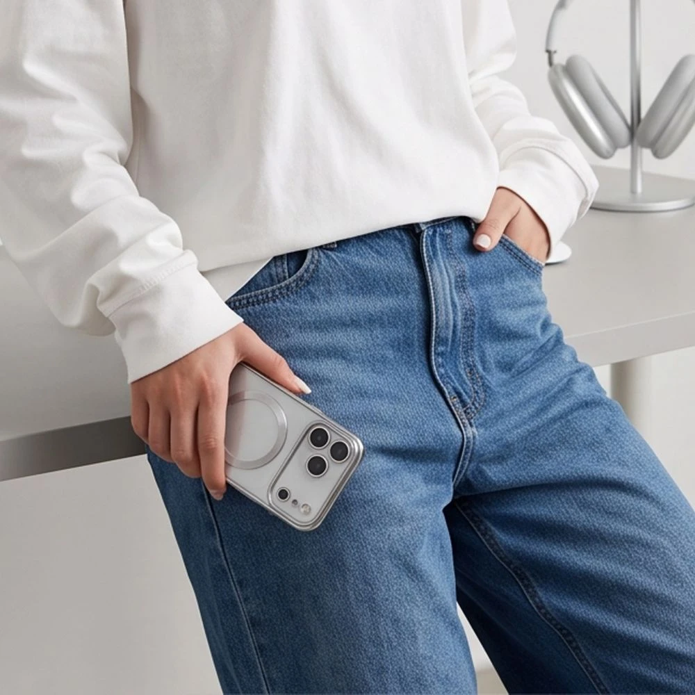 Dėklas Tech-Protect MAGFLEX MagSafe iPhone 17 PRO / 18 PRO BLIZGUS SIDABRINIS