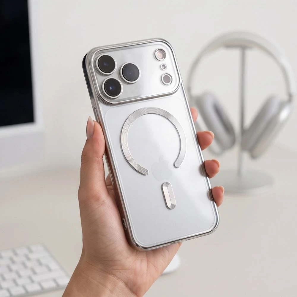 Dėklas Tech-Protect MAGFLEX MagSafe iPhone 17 PRO MAX / 18 PRO MAX BLIZGUS SIDABRINIS