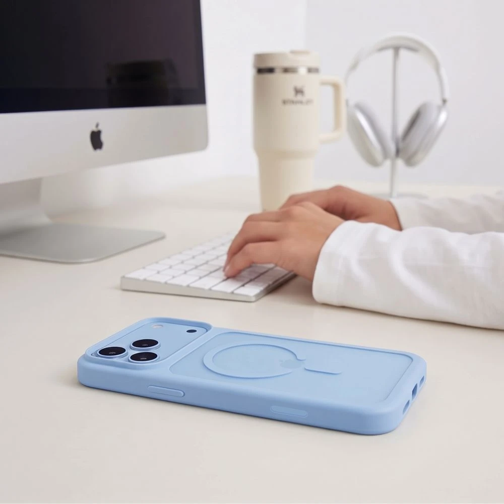 Dėklas Tech-Protect MagMat MagSafe CC iPhone 17 Pro / 18 Pro MATINIS ŠVIESIAI MĖLYNAS