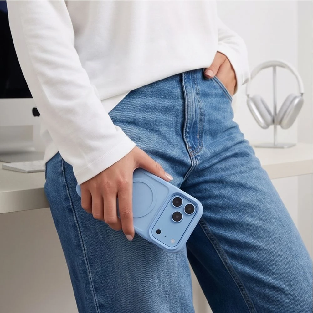Dėklas Tech-Protect MagMat MagSafe CC iPhone 17 Pro / 18 Pro MATINIS ŠVIESIAI MĖLYNAS