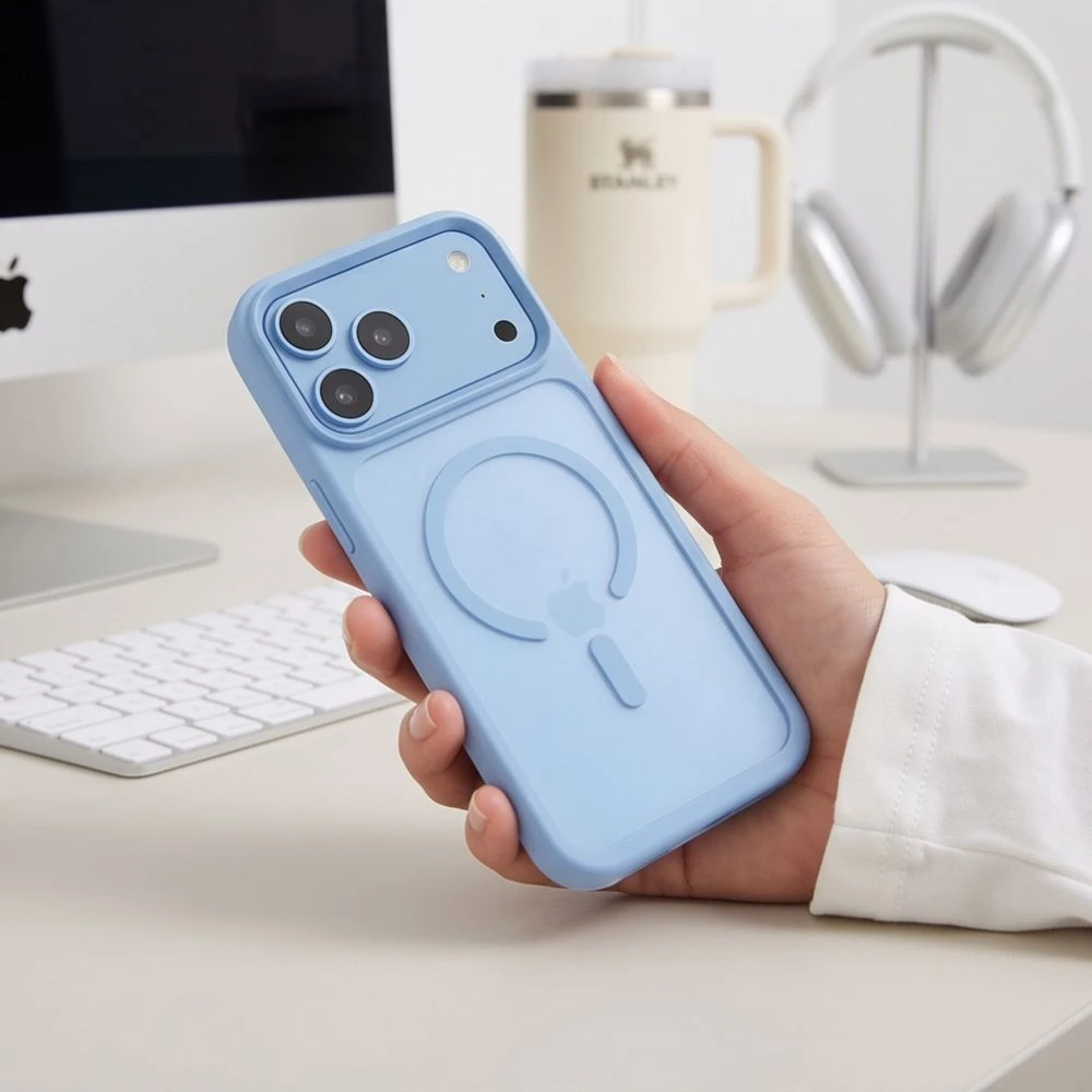 Dėklas Tech-Protect MagMat MagSafe CC iPhone 17 Pro / 18 Pro MATINIS ŠVIESIAI MĖLYNAS