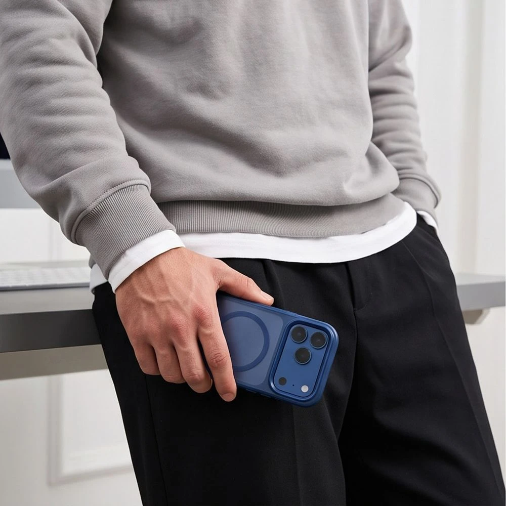 Dėklas Tech-Protect MagMat MagSafe CC iPhone 17 Pro Max / 18 Pro Max MATINIS TAMSIAI MĖLYNAS