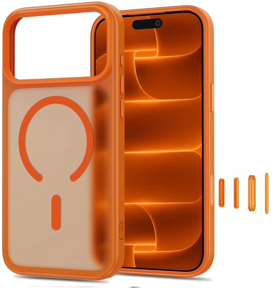 Dėklas Tech-Protect MagMat MagSafe CC iPhone 17 Pro / 18 Pro MATINIS COSMIC Oranžinis