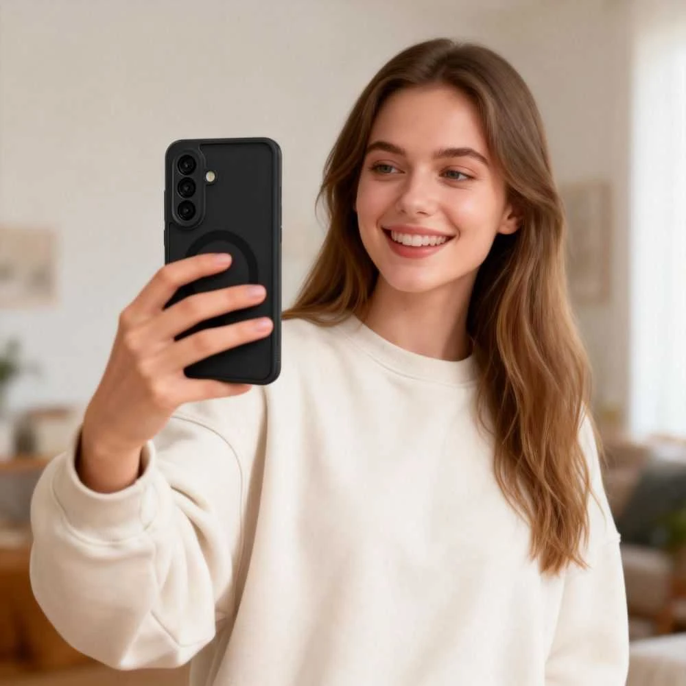 Dėklas Tech-Protect MagMat MagSafe Samsung Galaxy A57 5G Matte juodos spalvos