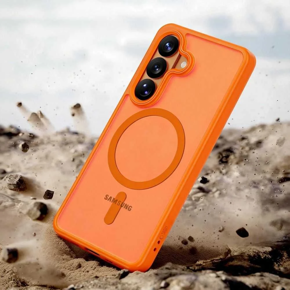 Dėklas Tech-Protect MagMat MagSafe Samsung Galaxy S26 Matte oranžinės spalvos
