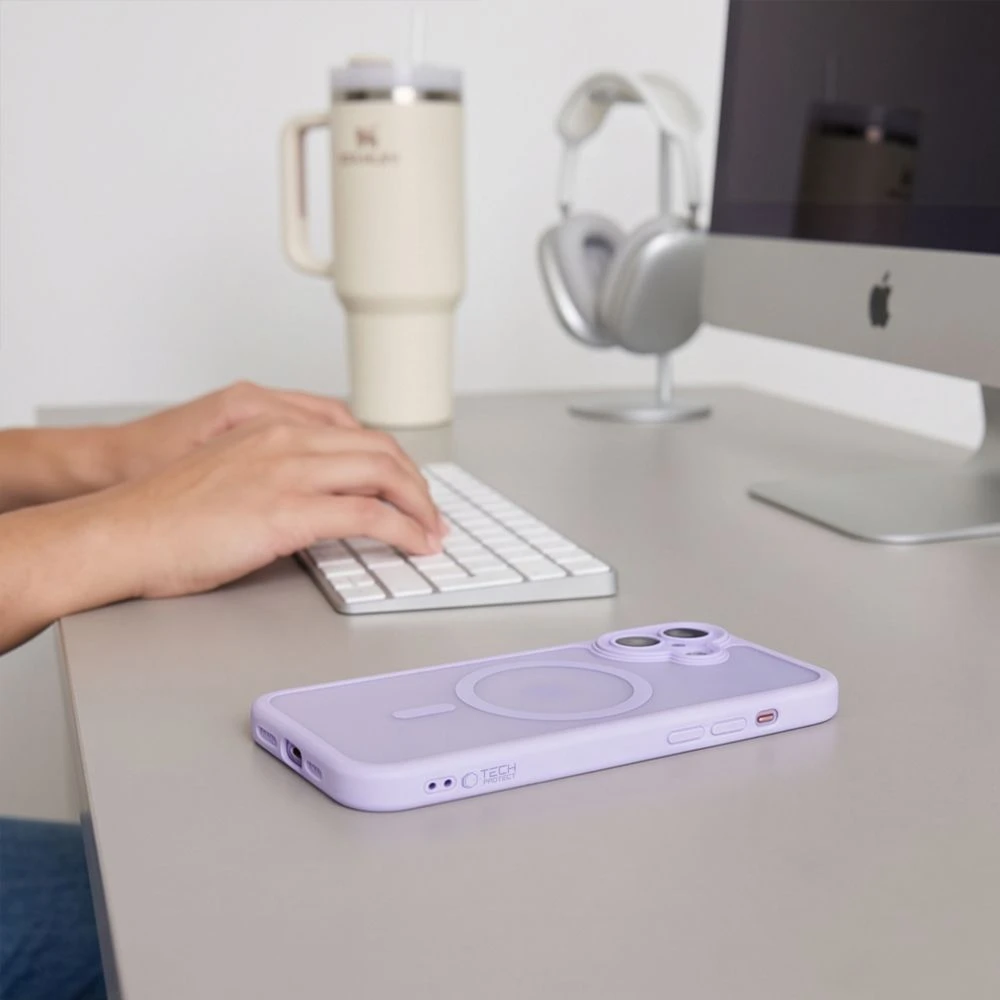 Dėklas Tech-Protect MAGPEAK MagSafe CC iPhone 17 MATINIS LEVANDŲ SPALVOS