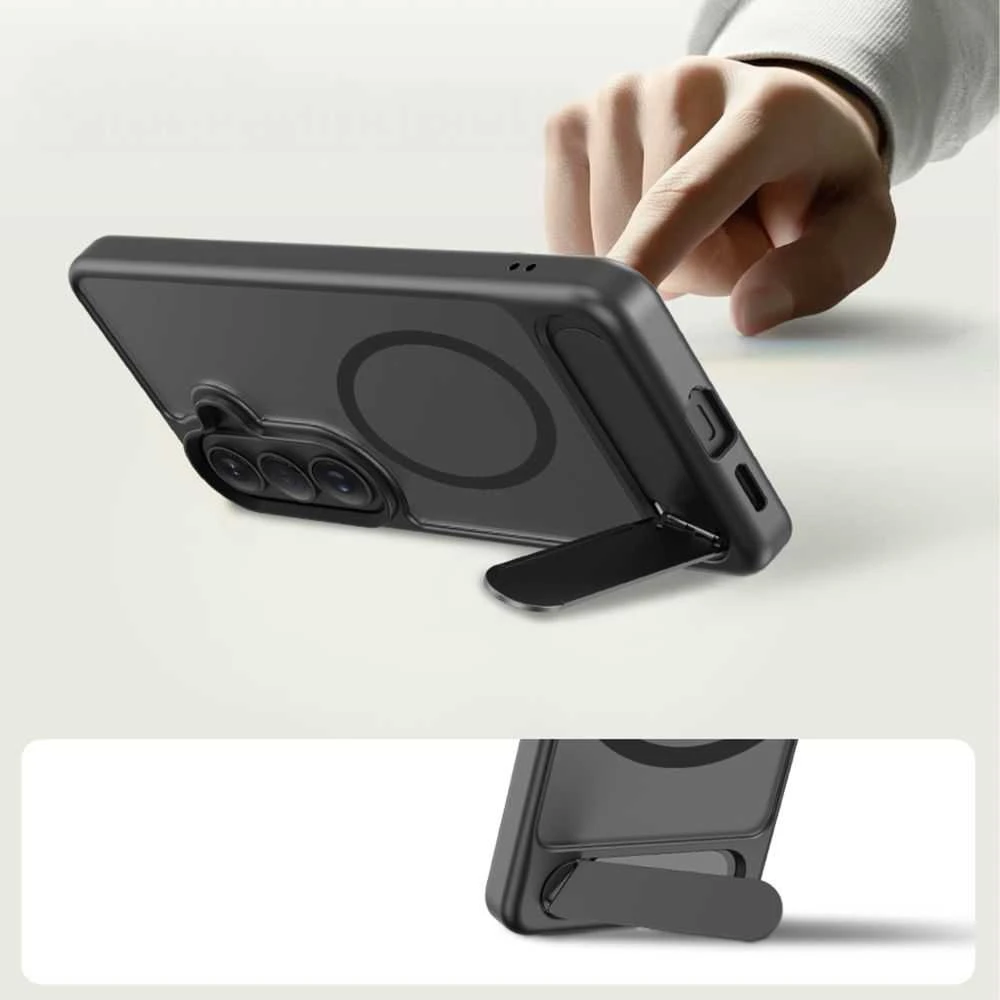 Dėklas Tech-Protect MagRack MagSafe Samsung Galaxy S26 Matte juodos spalvos