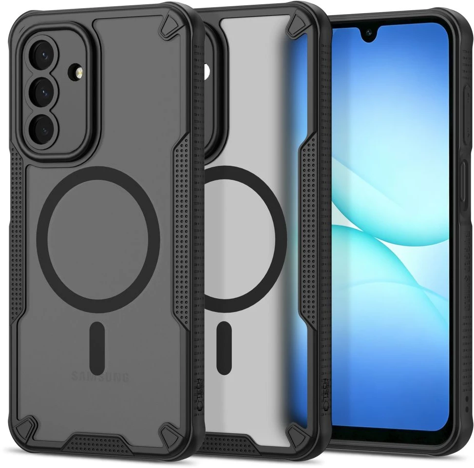 Dėklas TECH-PROTECT RUGGED SHIELD MagSafe Samsung Galaxy A17 / A18 / A26 4G / 5G MATINIS juodos spalvos