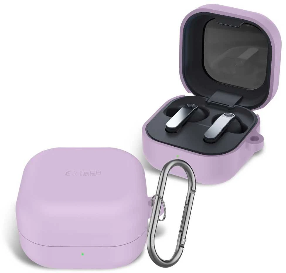 Dėklas „Tech-Protect“ silikoninis laikiklis „Samsung Galaxy Buds 4 / 4 Pro“, levandų spalvos