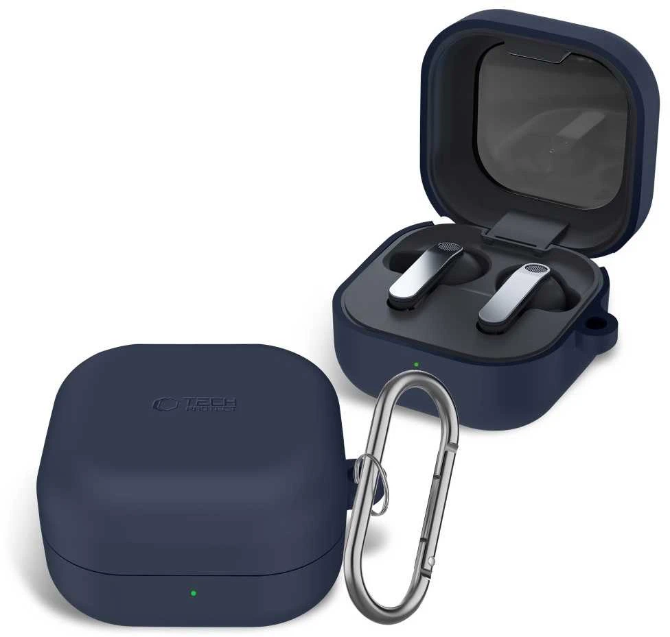 Dėklas „Tech-Protect“ silikoninis kabliukas „Samsung Galaxy Buds 4 / 4 Pro“ tamsiai mėlynas Mėlyna
