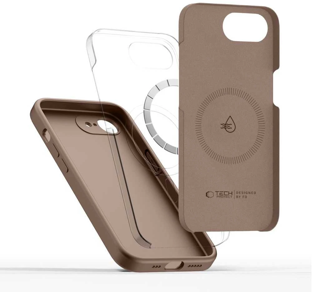 „Tech-Protect“ silikoninis „MagSafe“ dėklas, skirtas „iPhone 16e“ / „17e“ – rudas