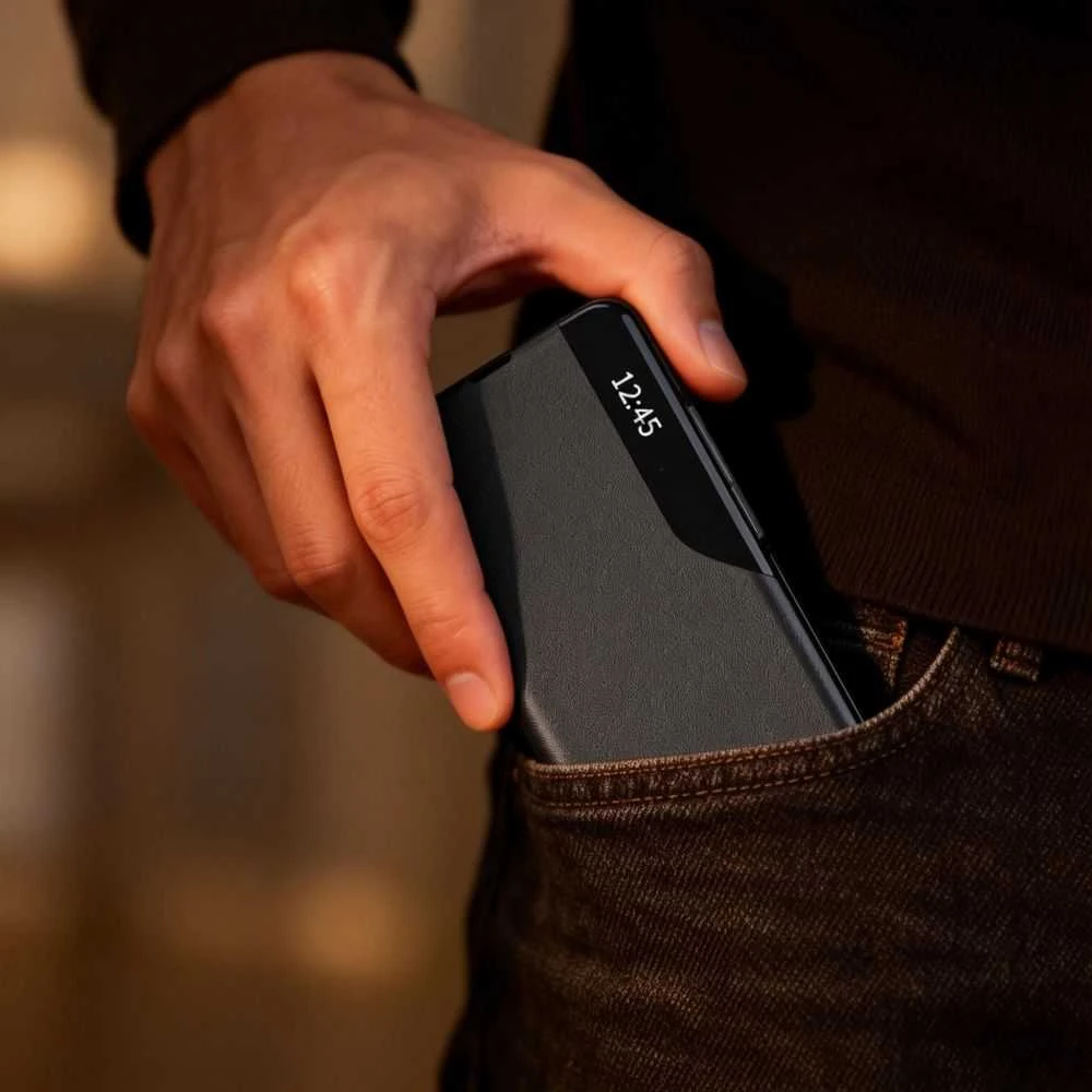 Dėklas Tech-Protect Smart VIEW Samsung Galaxy A57 5G juodos spalvos