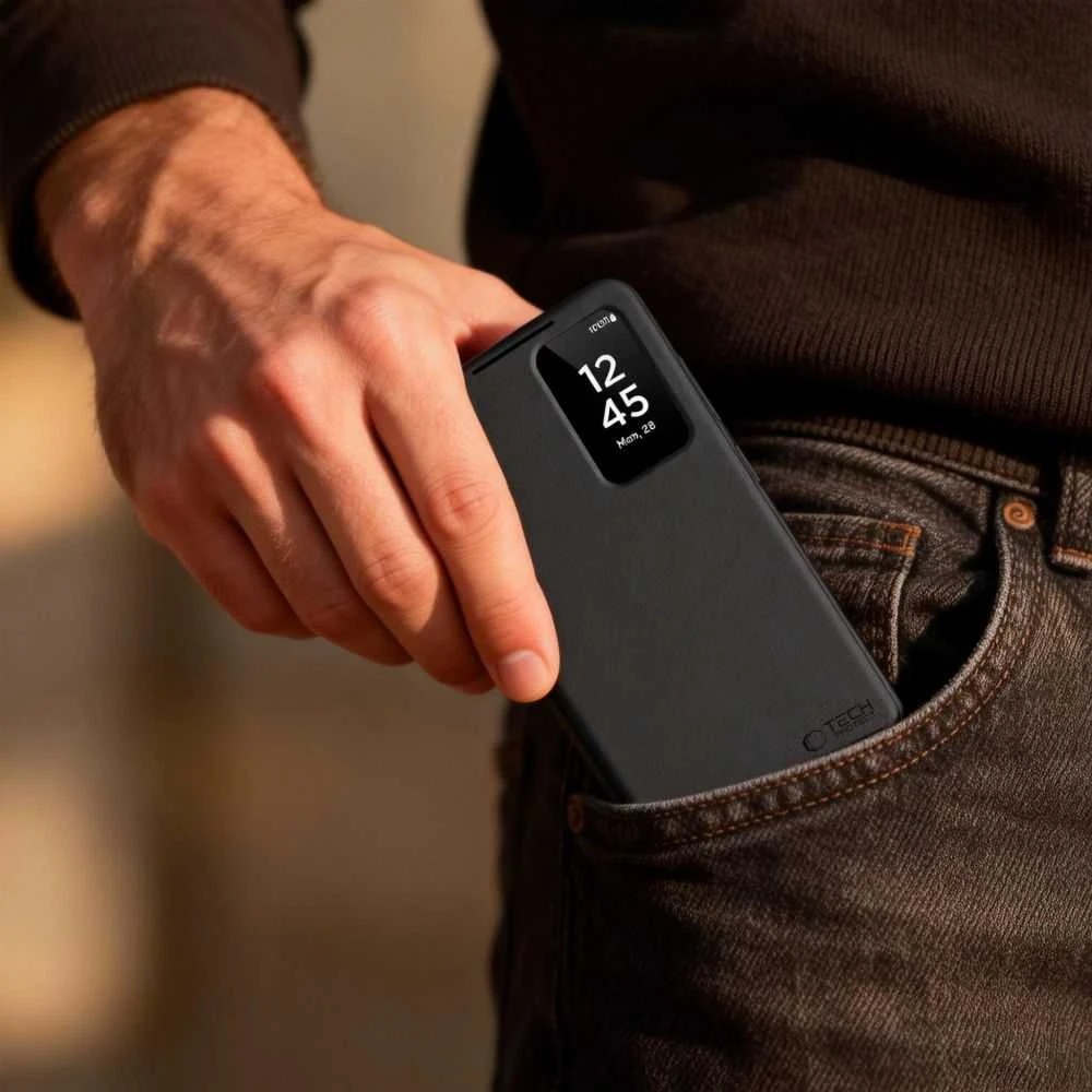 Dėklas Tech-Protect Smart Wallet Samsung Galaxy A57 5G matinės juodos spalvos