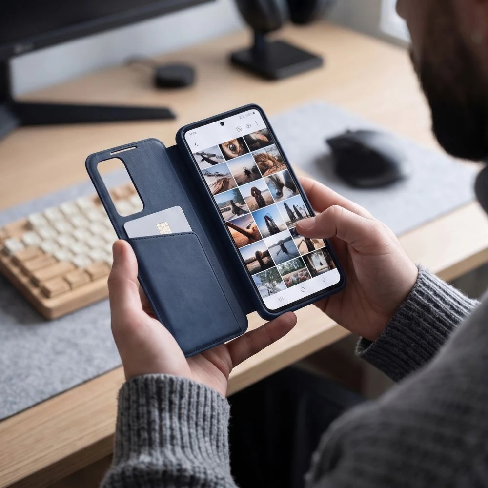 Dėklas Tech-Protect SMART WALLET Samsung Galaxy S26 FE TAMSIAI MĖLYNAS