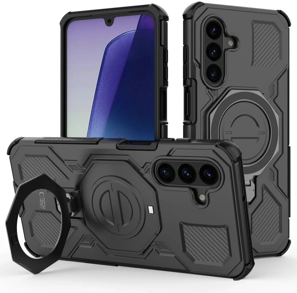 Dėklas TECH-PROTECT TACTICSTAND MagSafe Samsung Galaxy A17 / A18 4G / 5G MATINIS juodos spalvos