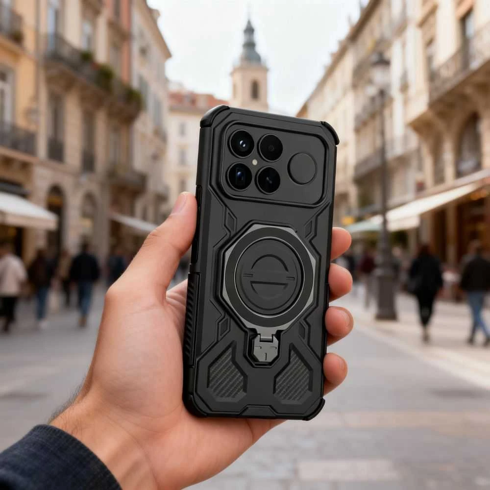 Dėklas Tech-Protect TacticStand MagSafe Xiaomi POCO F8 Ultra Matte juodos spalvos
