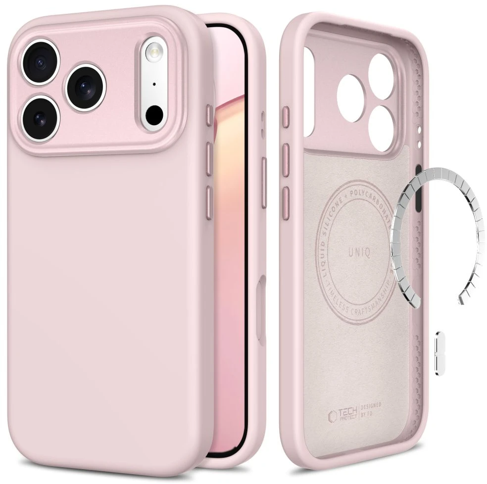 Dėklas TECH-PROTECT UNIQ MagSafe CC iPhone 17 PRO / 18 PRO ŠVELNIAI ROŽINIS