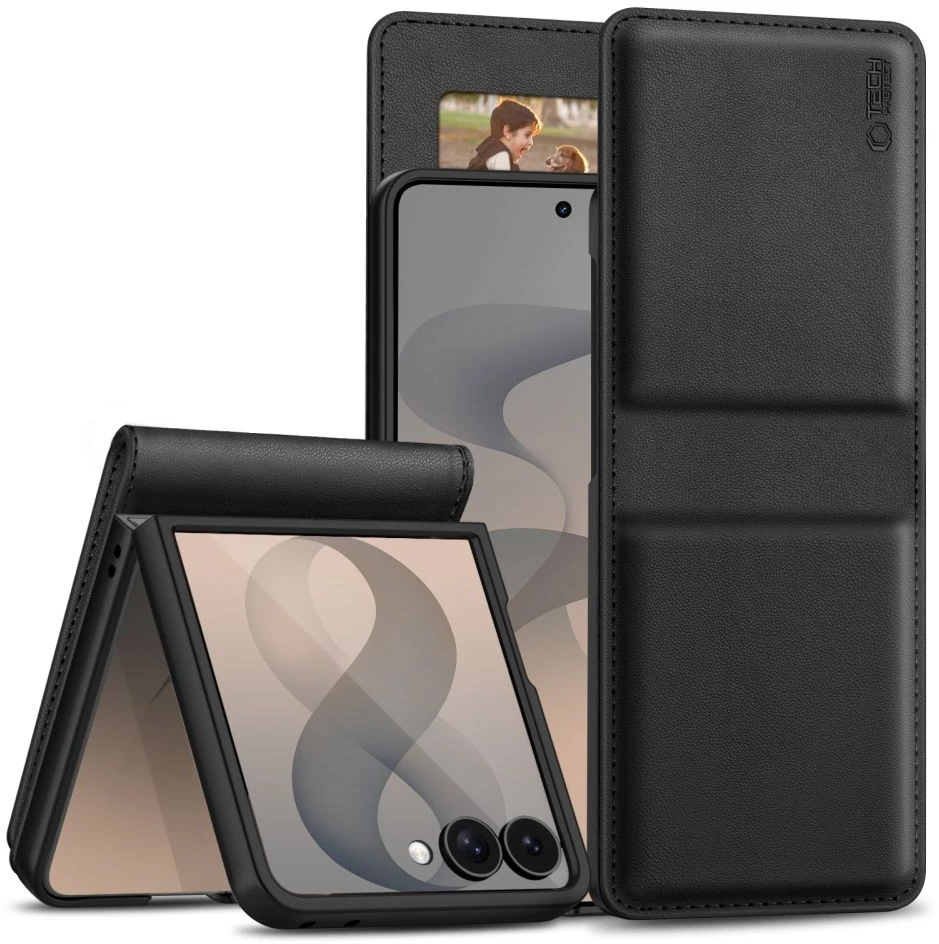 Dėklas Tech-Protect Wallet Samsung Galaxy Z FLIP 8 Juodas
