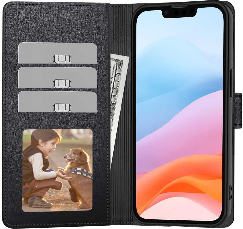 Dėklas Tech-Protect Wallet Xiaomi Redmi Note 15 Pro 5G matinės juodos spalvos