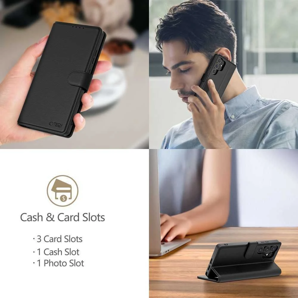 Dėklas Tech-Protect Wallet Xiaomi Redmi Note 15 Pro+ Plus 5G matinės juodos spalvos